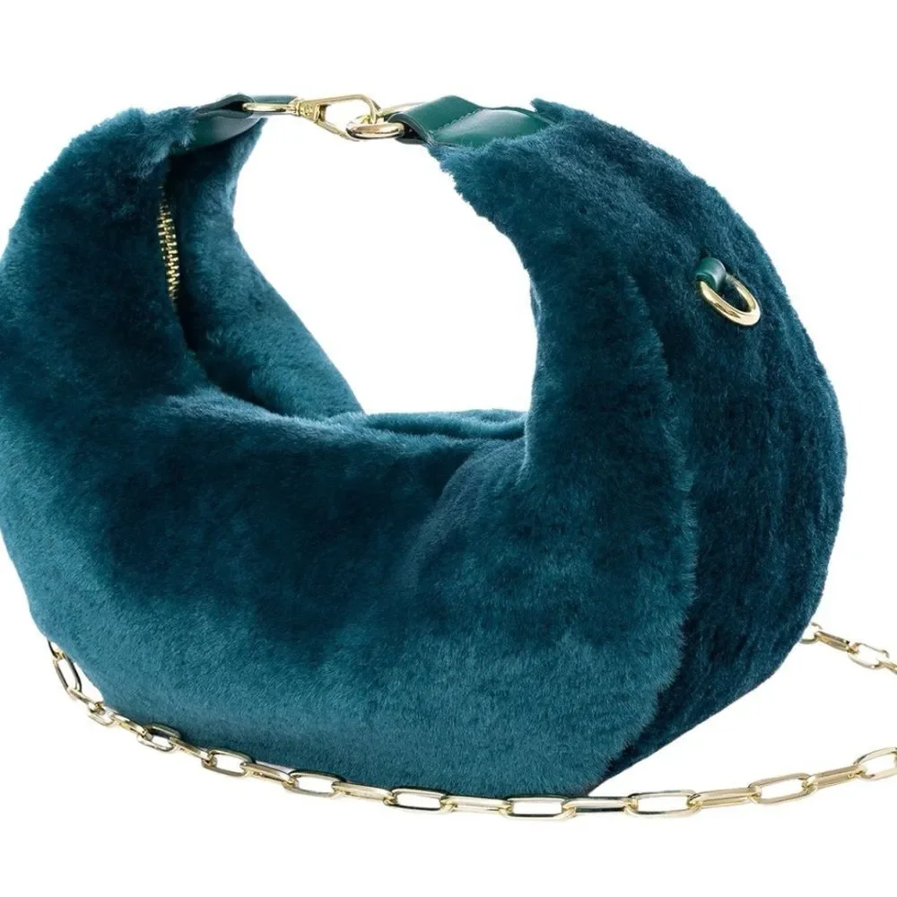 Jules Kae Luna Vegan Faux Fur Crossbody Clutch Hobo Bag